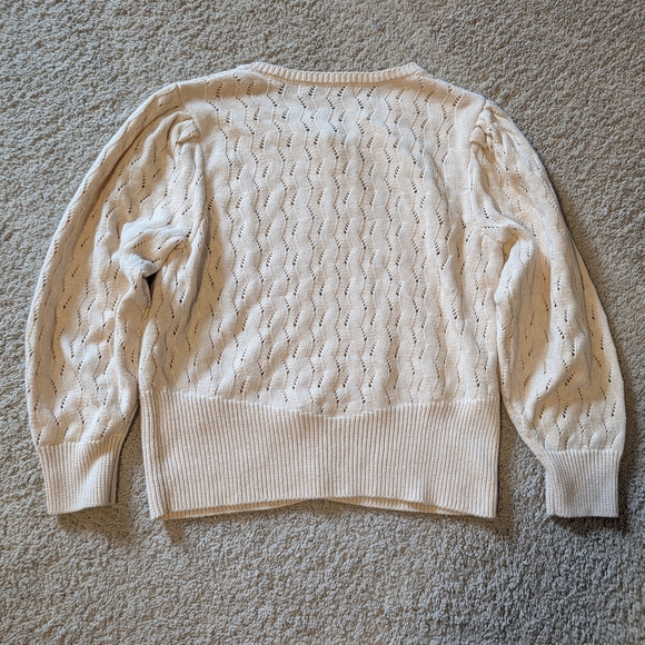 Joie Cotton Linen Cream Women's Cardigan - Picture 2 of 8